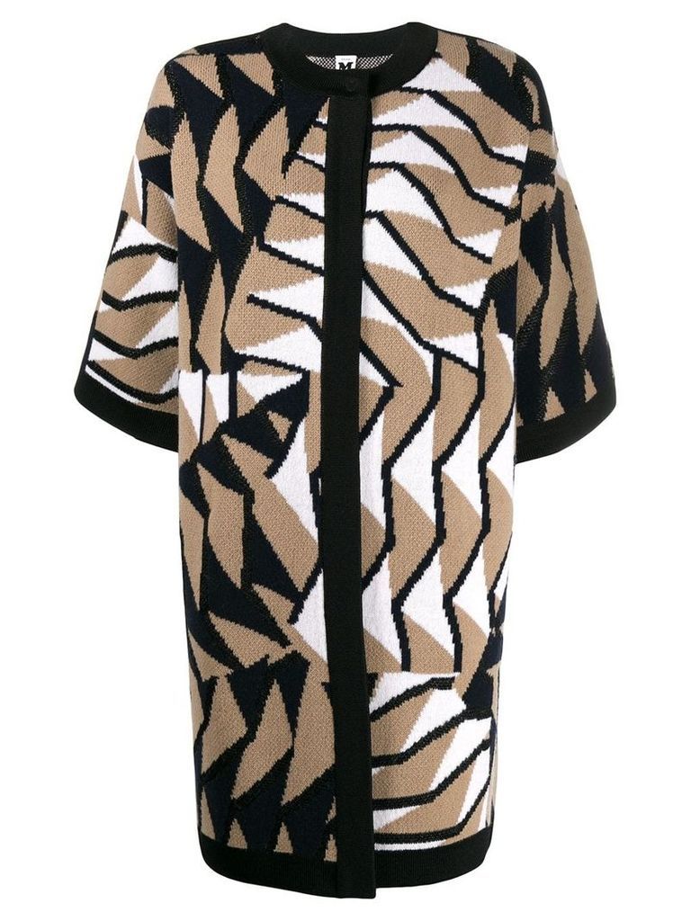 M Missoni geometric pattern knitted coat - Brown
