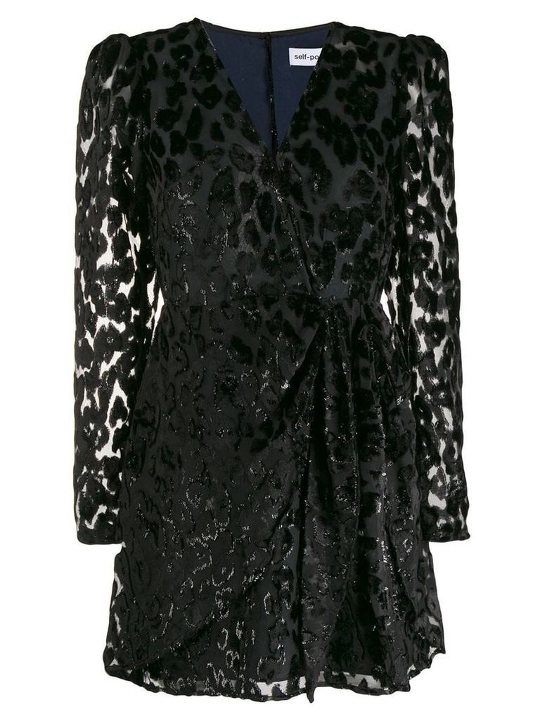Self-Portrait leopard print embellished dress - Black