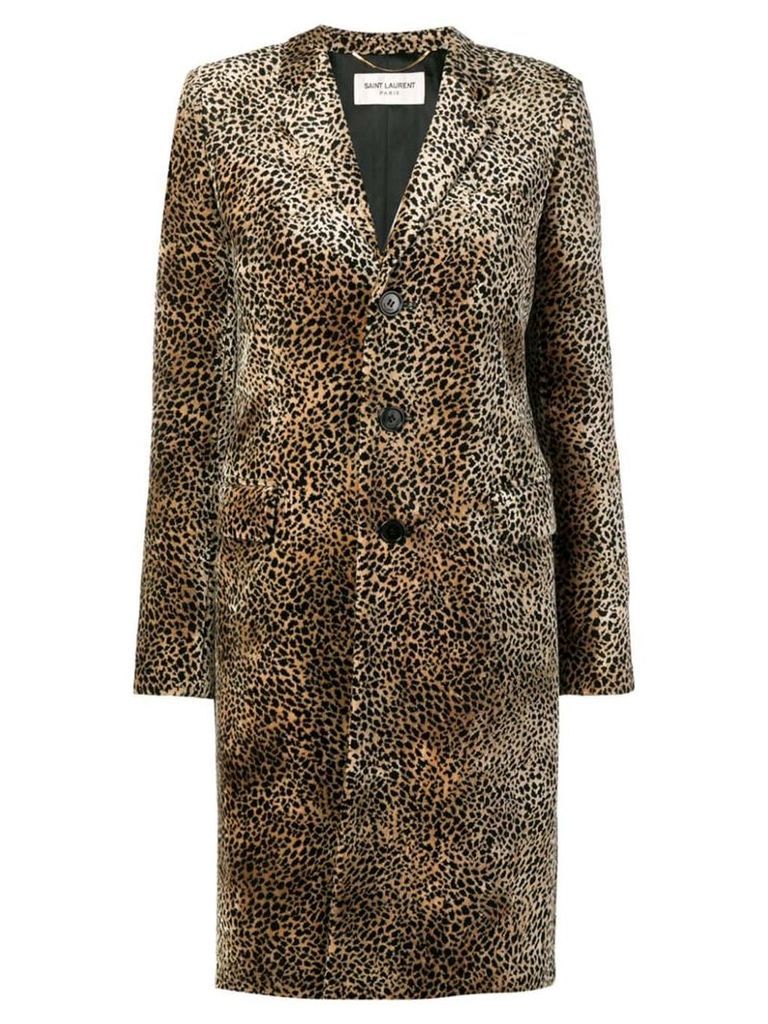 Saint Laurent Chesterfield leopard-print coat - Brown