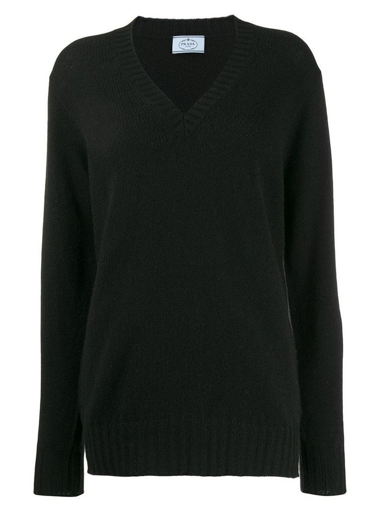 Prada v-neck cashmere jumper - Black