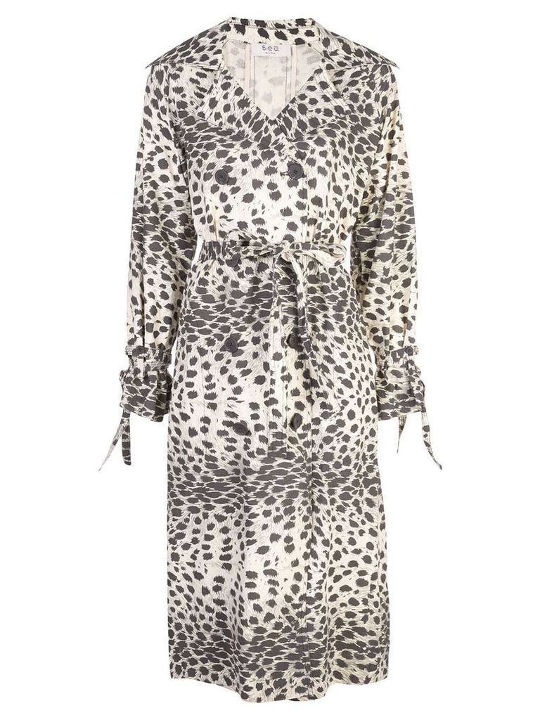 Sea double breasted leopard print coat - NEUTRALS