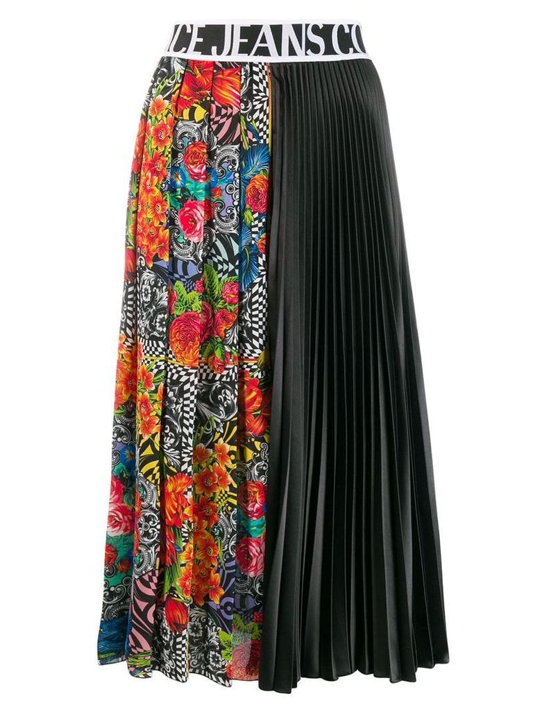 Versace Jeans Couture printed pleated midi skirt - Black