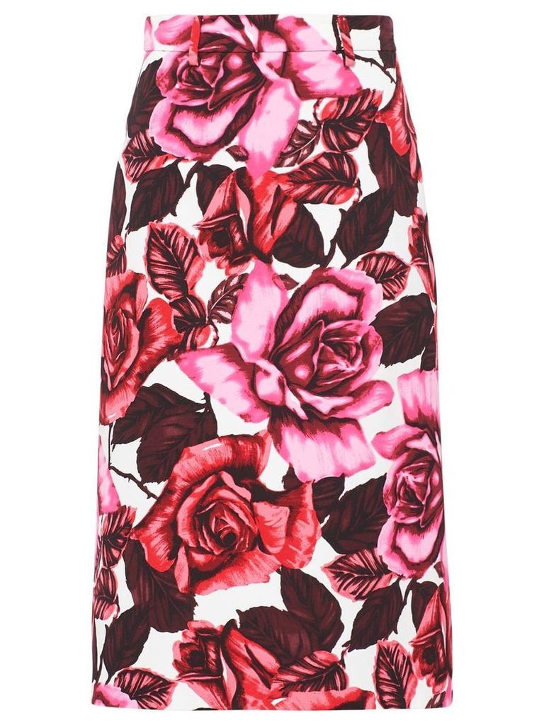 Prada floral poplin skirt - PINK