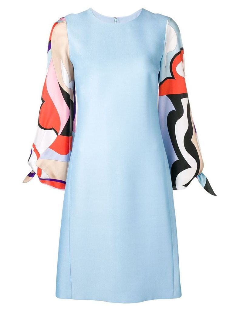 Emilio Pucci Vallauris Print Sleeve Knee-Length Dress - Blue