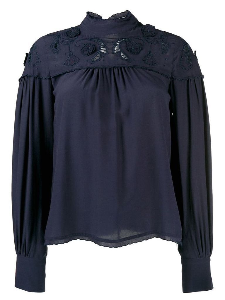 See by Chloé floral embroidery blouse - Blue