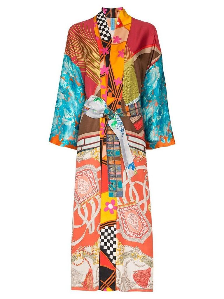 Rianna + Nina mix print silk kimono robe - MULTICOLOURED