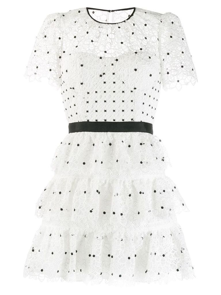Self-Portrait tiered polka-dot dress - White