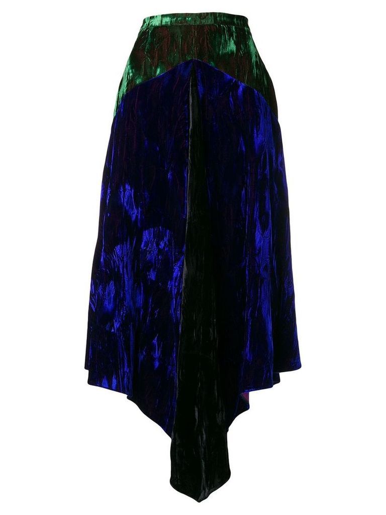 Christopher Kane two-tone velvet skirt - Blue