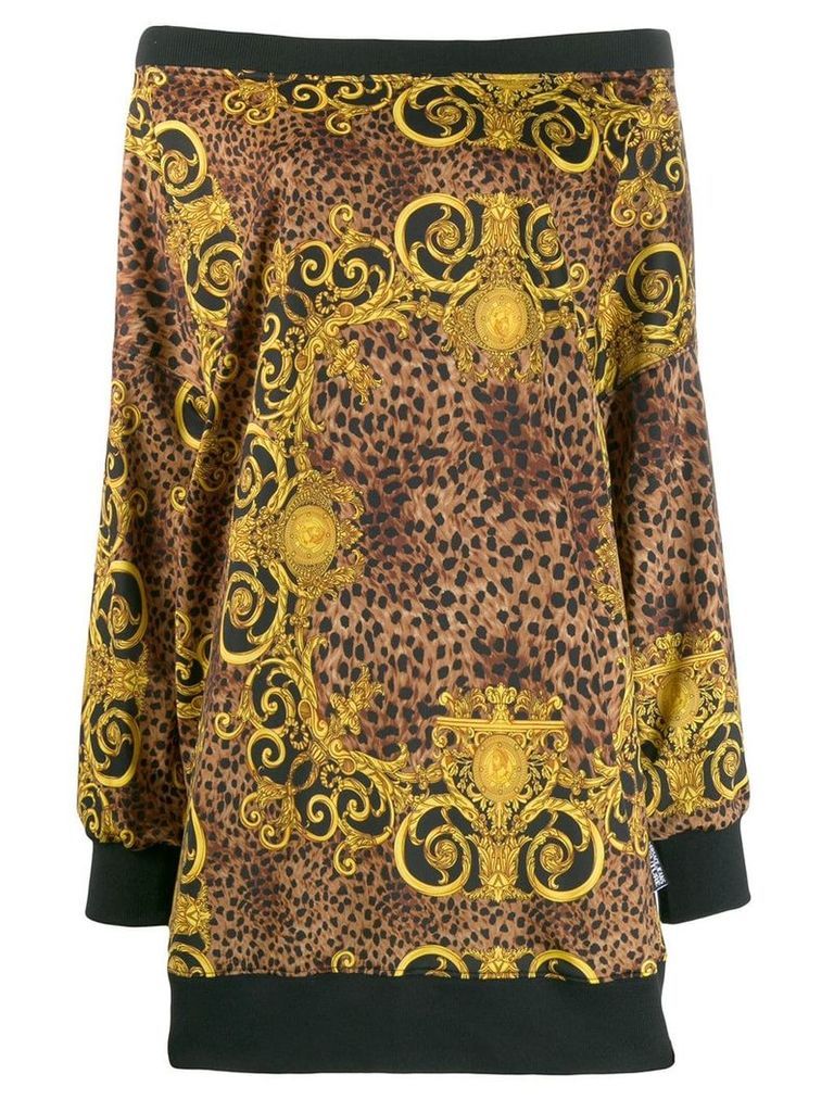 Versace Jeans Couture leopard baroque print dress - NEUTRALS