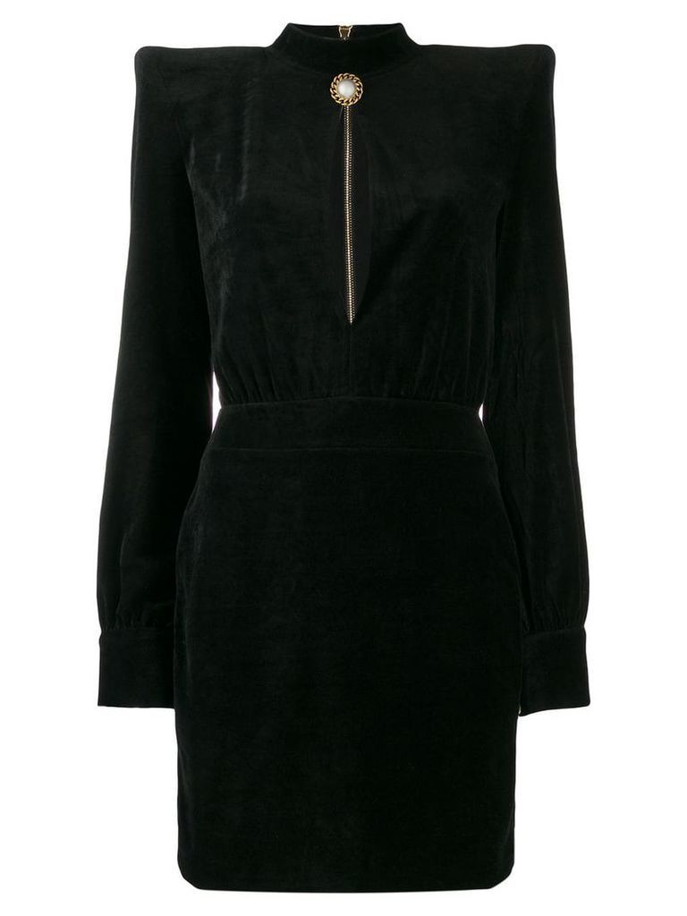 Balmain high neck velvet dress - Black