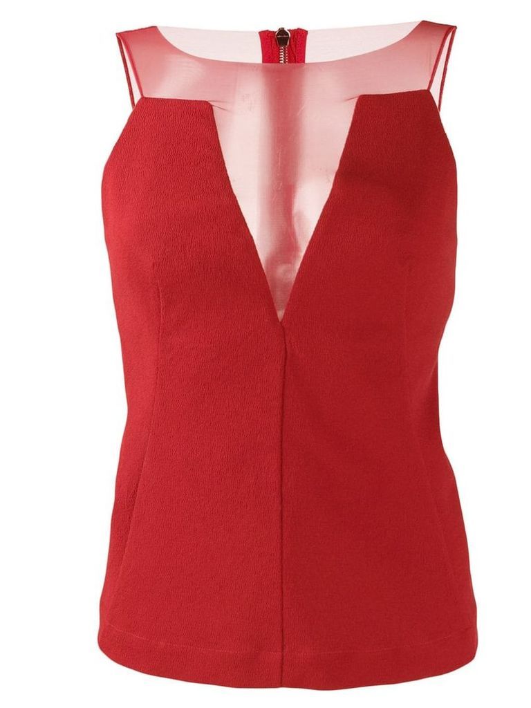 Rick Owens sheer-panelled crepe blouse - Red