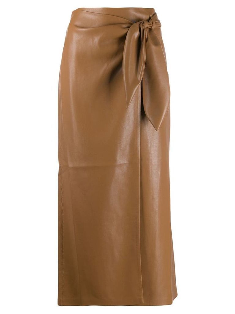Nanushka Amas vegan leather sarong skirt - Brown