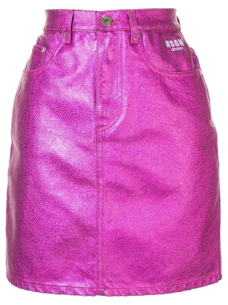 MSGM metallic denim skirt - PURPLE