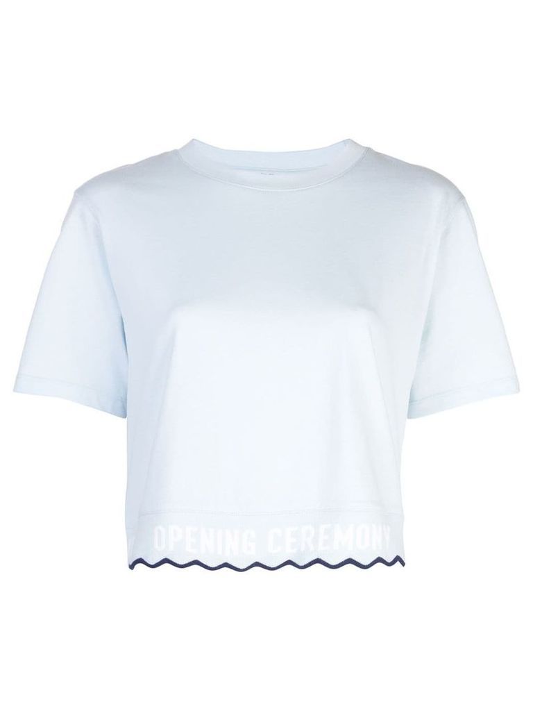 Opening Ceremony scallop elastic logo cropped T-shirt - Blue