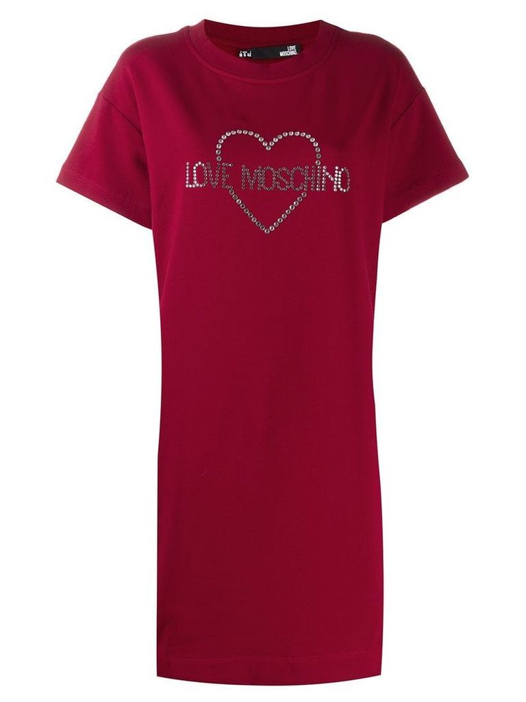 Love Moschino embellished logo T-shirt dress - Red