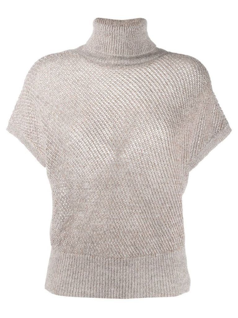 Brunello Cucinelli roll neck knitted top - Grey