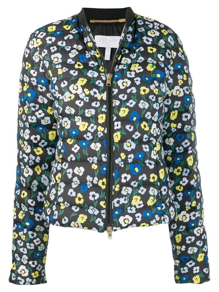 Escada Sport floral-print quilted jacket - Blue