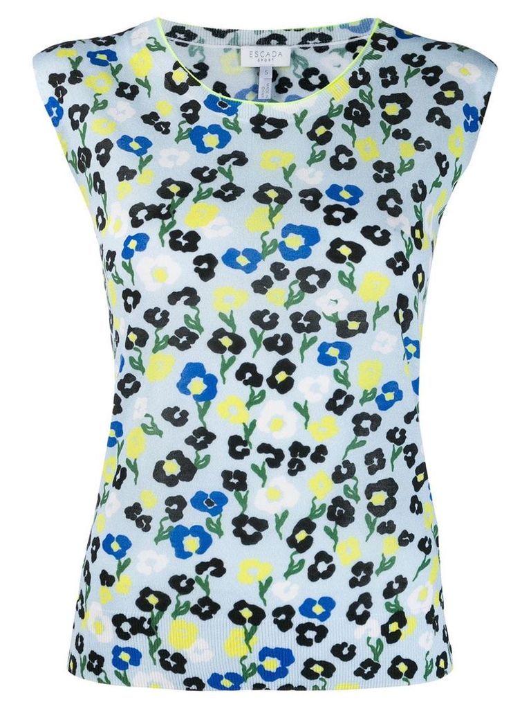 Escada Sport floral print vest top - Blue