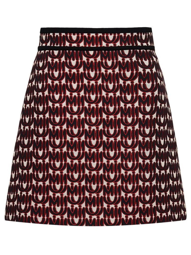 Miu Miu jacquard skirt with logo print - Red
