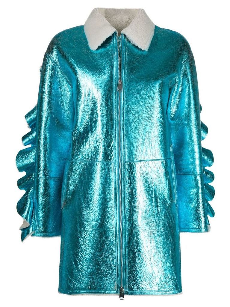 Liska zipped metallic coat - Blue
