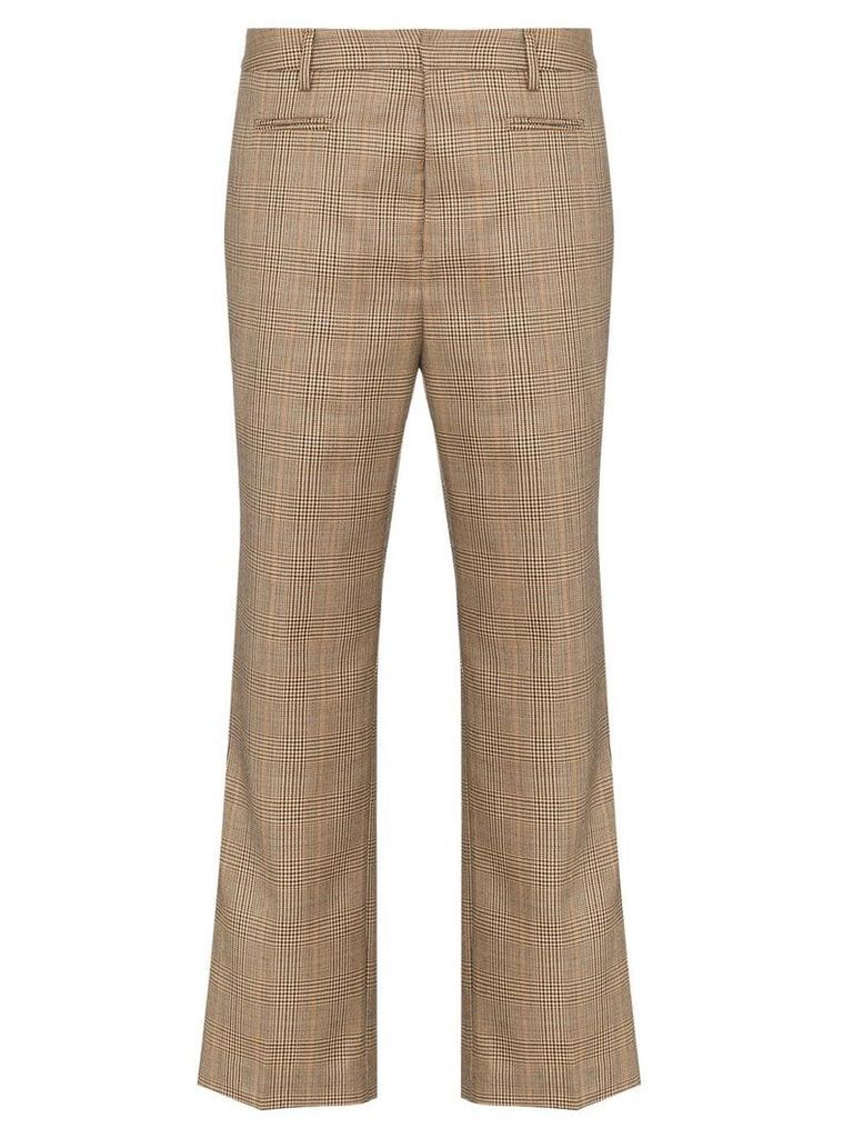 R13 checked cropped trousers - Brown