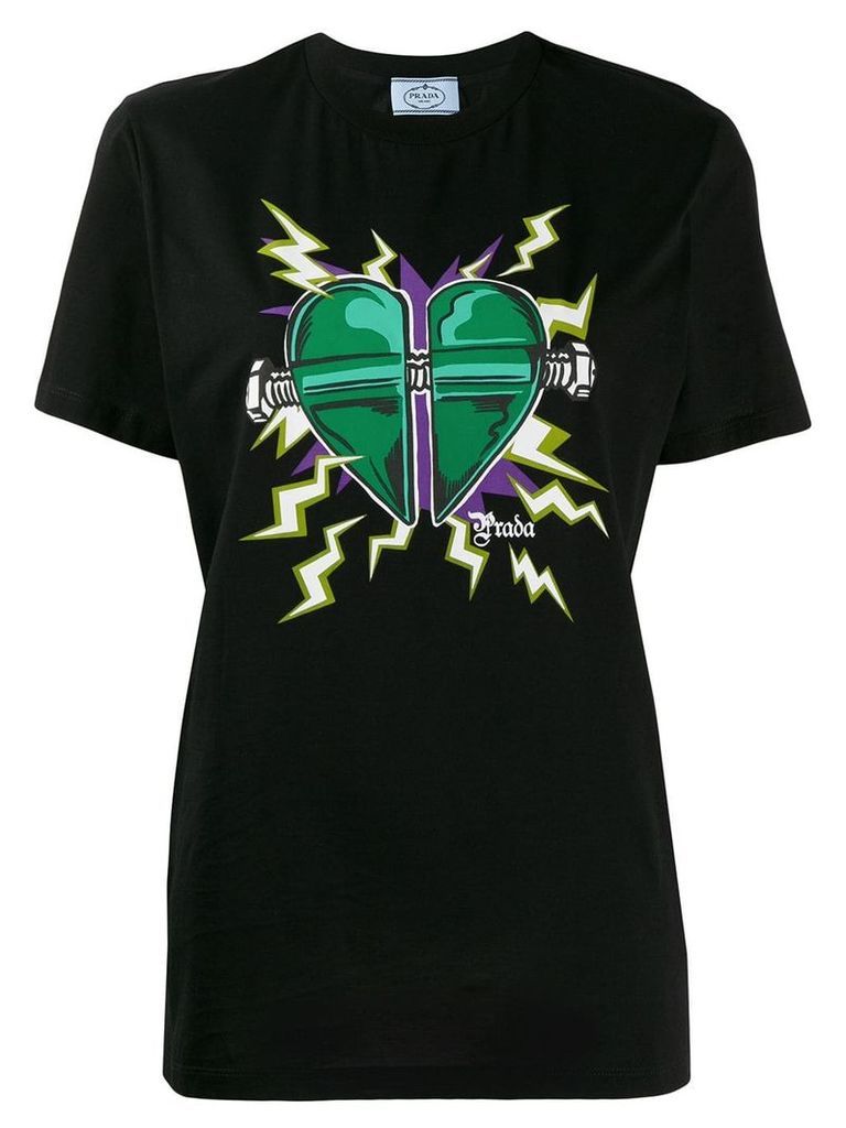 Prada heart print T-shirt - Black
