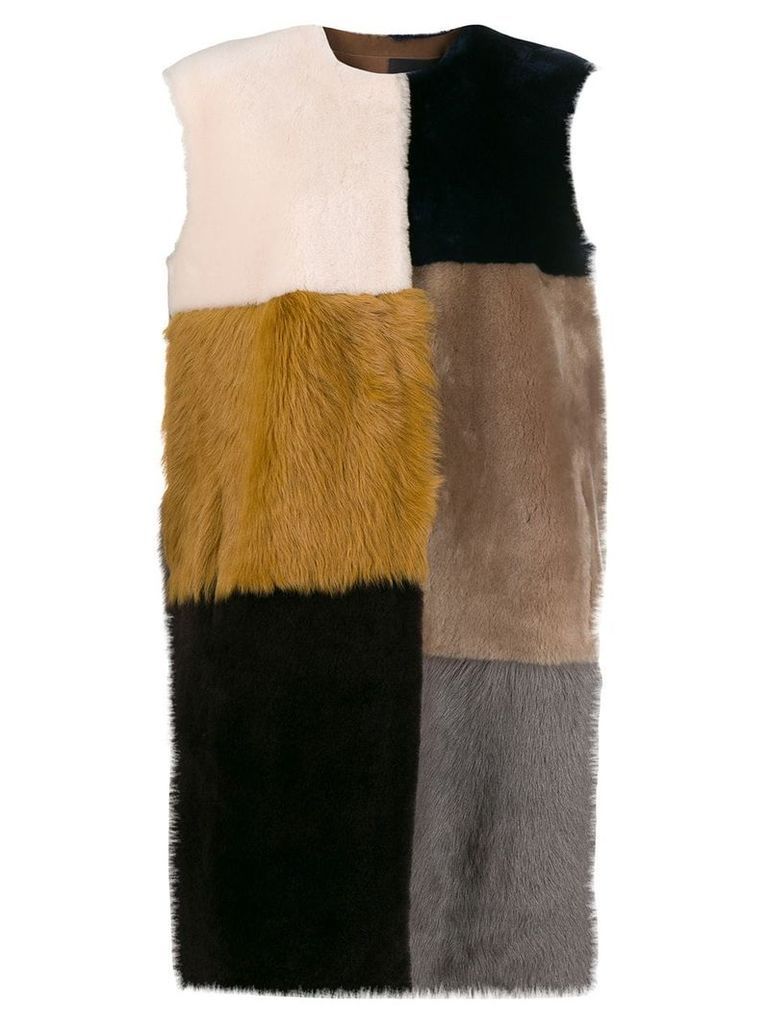 Liska colour-block sleeveless coat - NEUTRALS