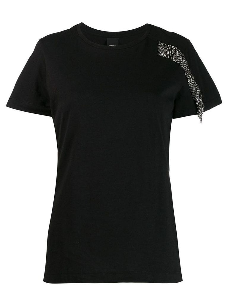 Pinko rhinestone fringe T-shirt - Black