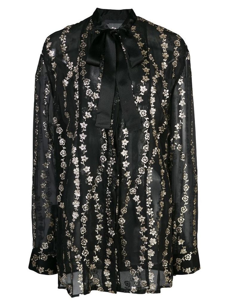 Haider Ackermann floral embroidery sheer blouse - Black