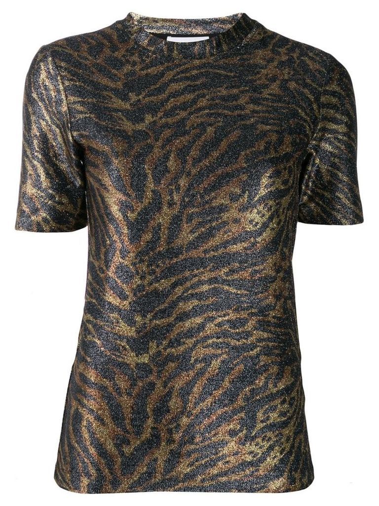 GANNI tiger-print knitted top - GOLD