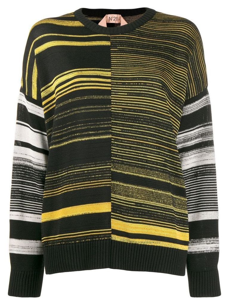 Nº21 striped pattern jumper - Black