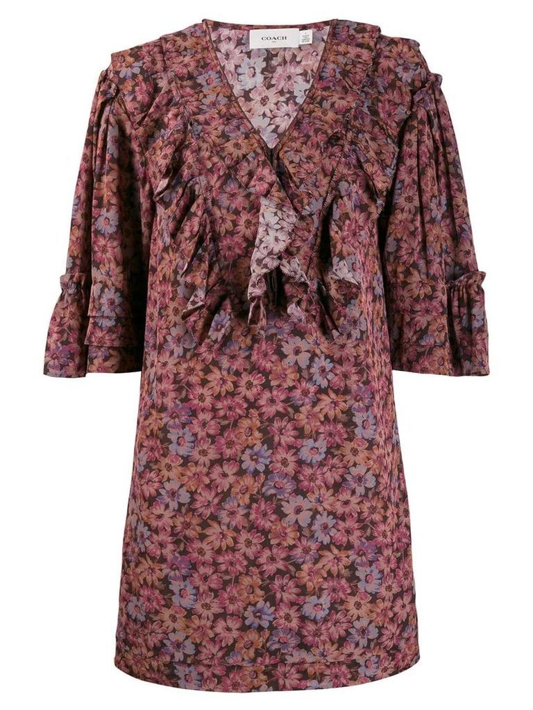 Coach floral print ruffle dress - PINK