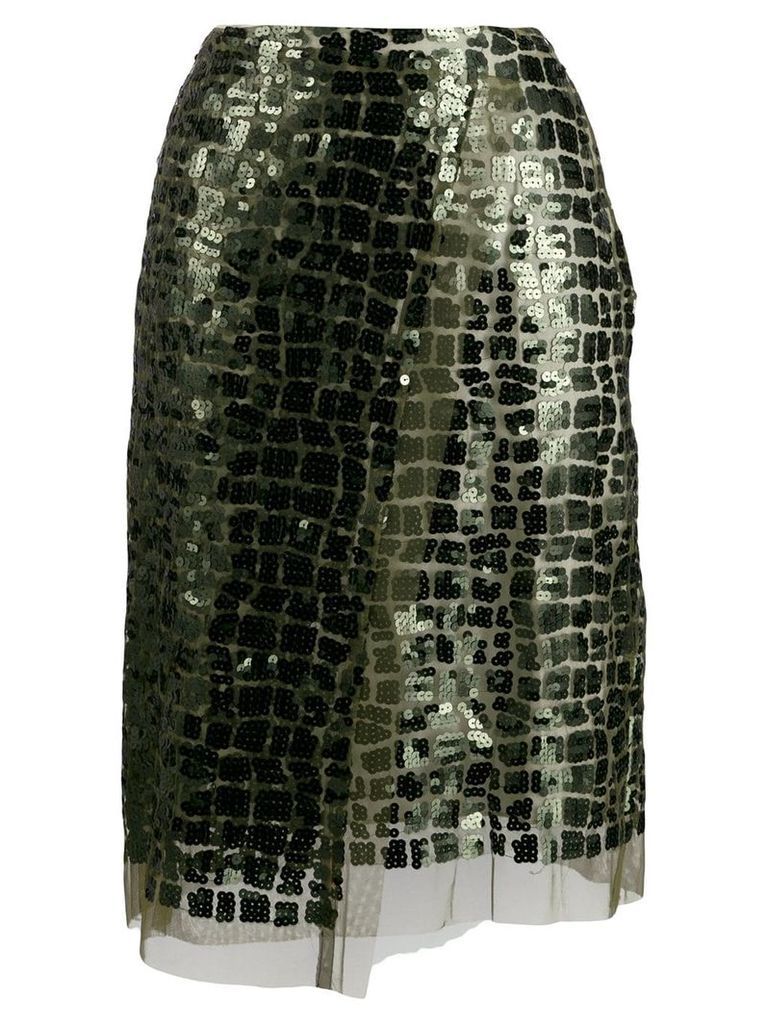 Dorothee Schumacher sequin embroidered tulle skirt - Green