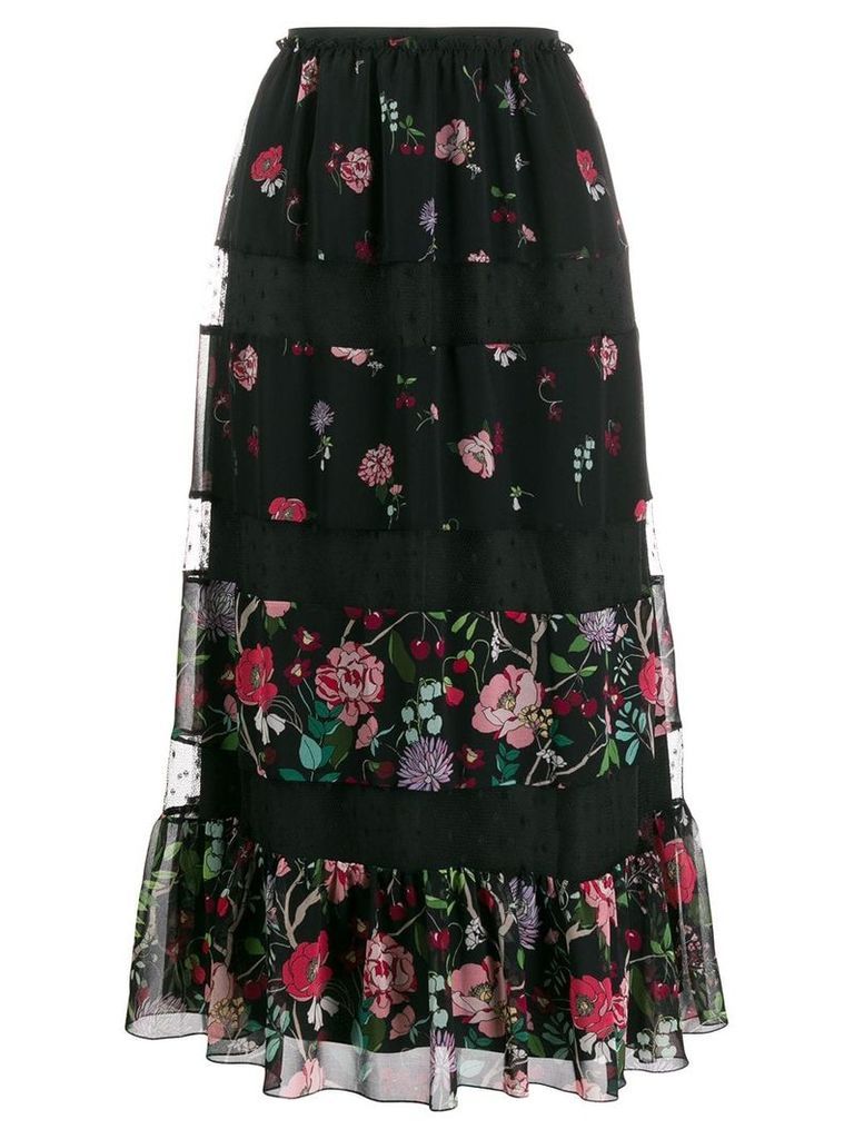 RedValentino RED(V) Cherry Blossom print midi skirt - Black