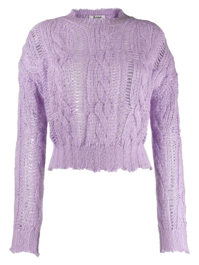 Acne Studios frayed cable knit sweater - PURPLE