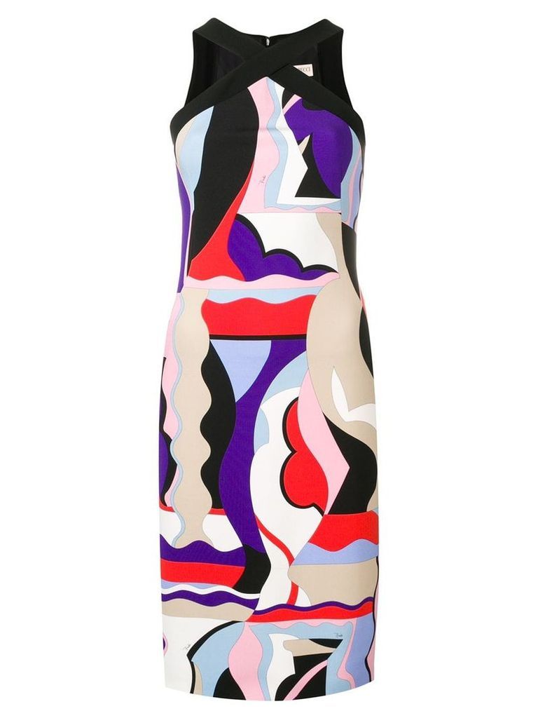 Emilio Pucci Cross Front Vallauris Print Dress - PURPLE