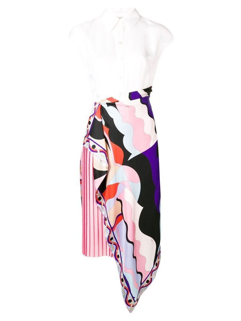 Emilio Pucci Sleeveless Vallauris Print Panel Dress - White