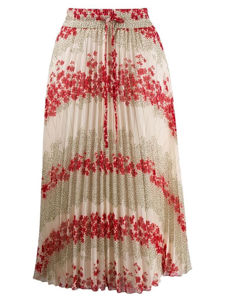 Red Valentino high-waist floral printed skirt - NEUTRALS