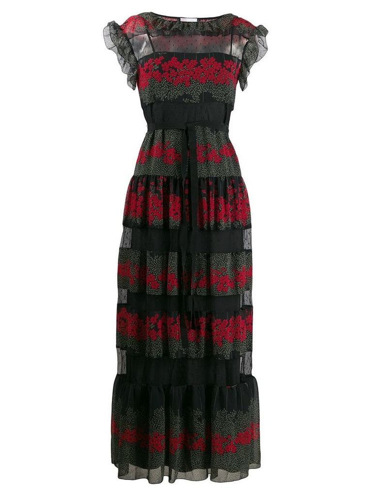 Red Valentino floral print panelled maxi dress - Black
