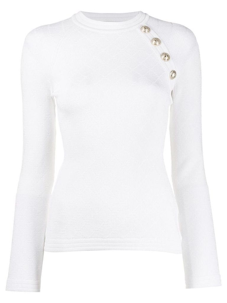 Balmain button-embellished knitted top - White