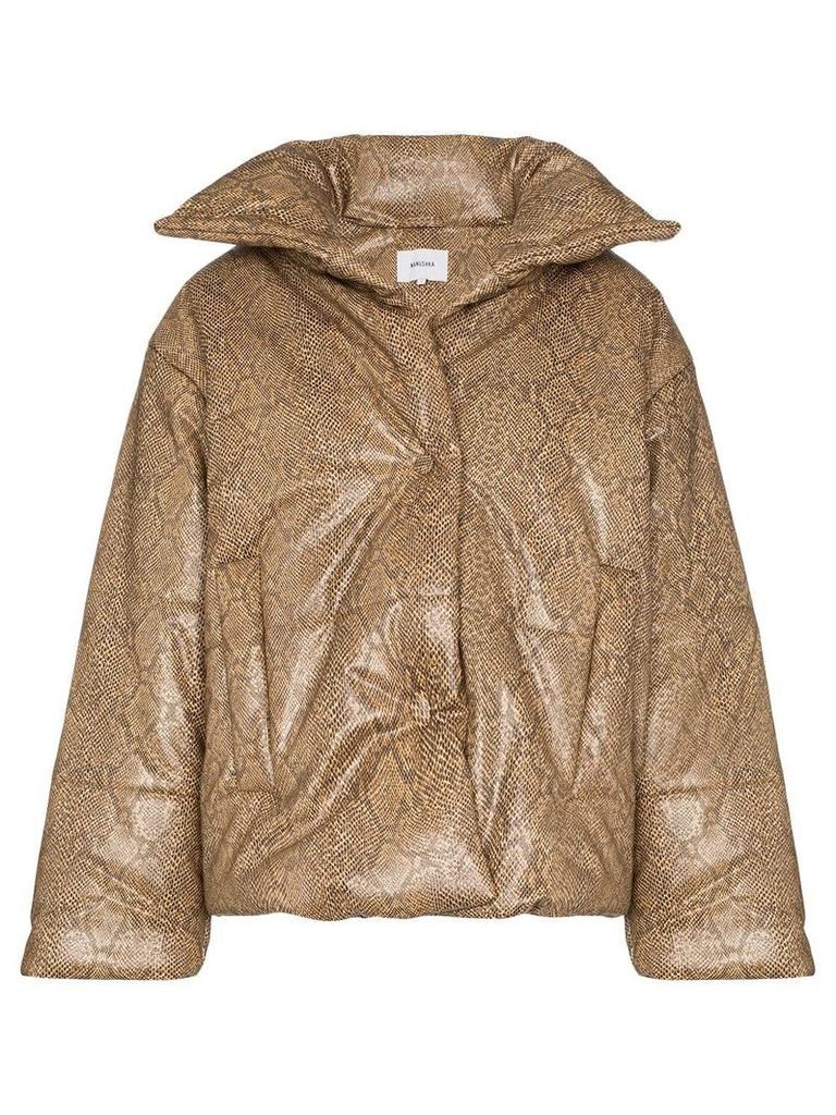 Nanushka snakeskin-print puffer jacket - Brown