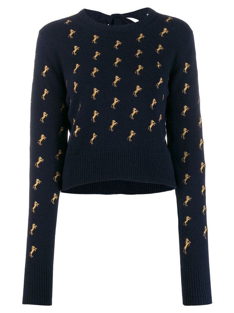 Chloé horse embroidered jumper - Blue