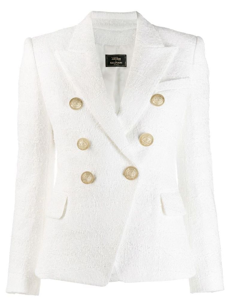 Balmain x Julian Fashion double-breasted tweed blazer - White