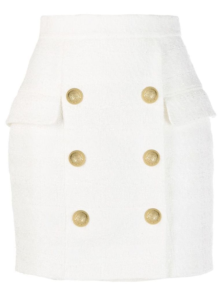 Balmain x Julian Fashion tweed mini skirt - White