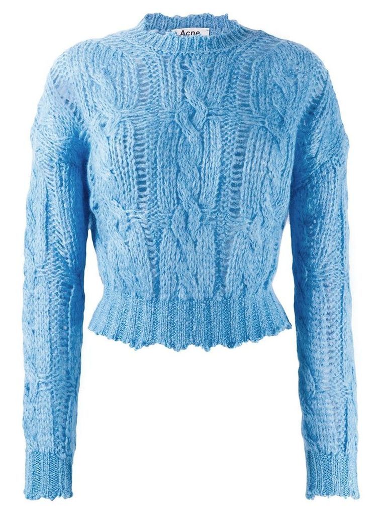 Acne Studios frayed cable knit jumper - Blue