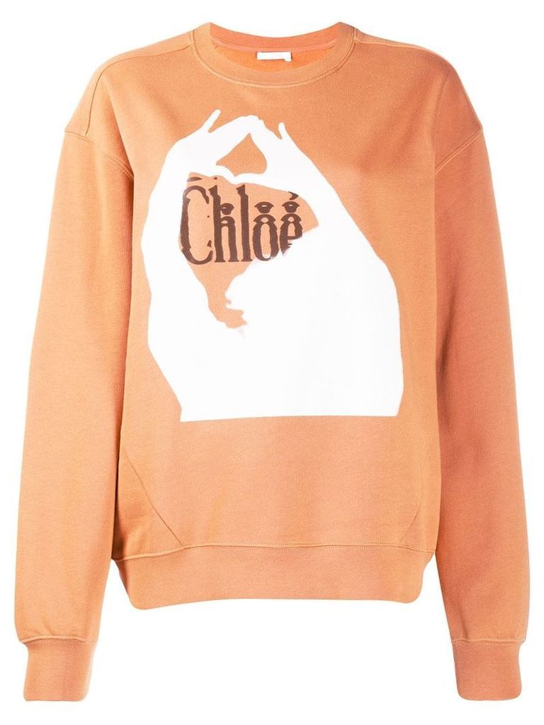 Chloé logo print sweatshirt - Brown