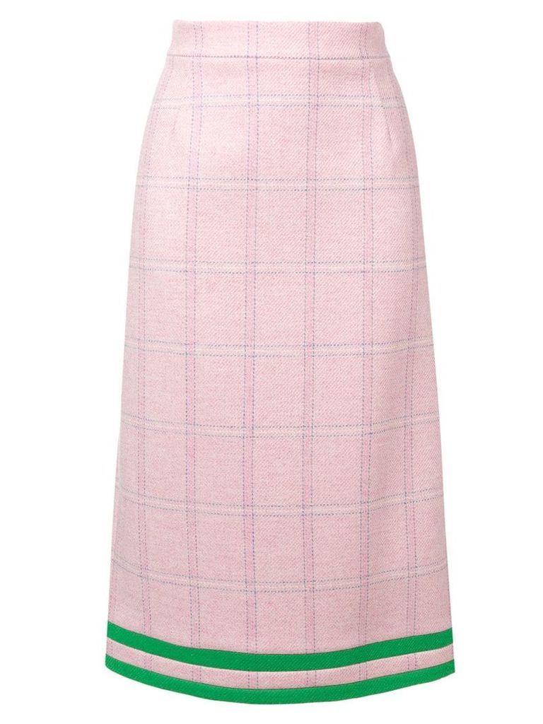 Thom Browne Pink Windowpane Tweed Pencil Skirt