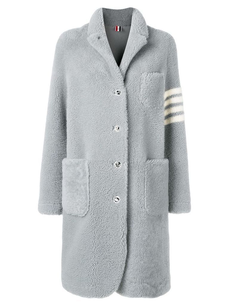 Thom Browne 4-Bar stripe overcoat - Grey