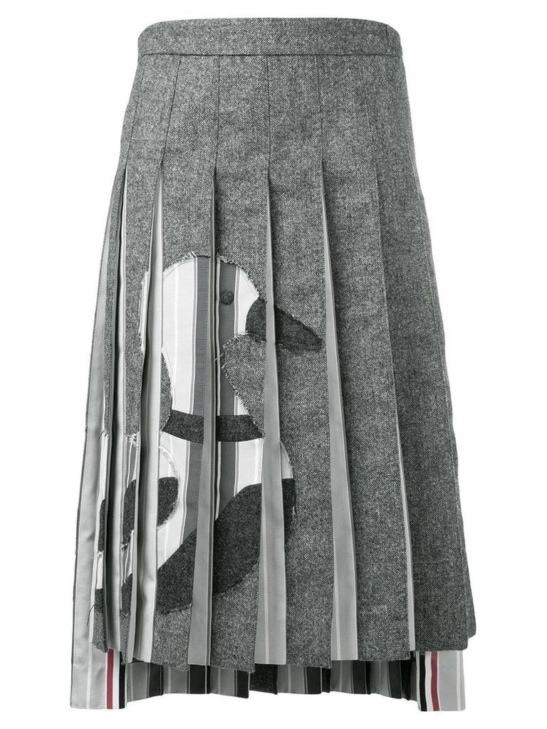 Thom Browne Frayed Duck Pleated Skirt - Grey