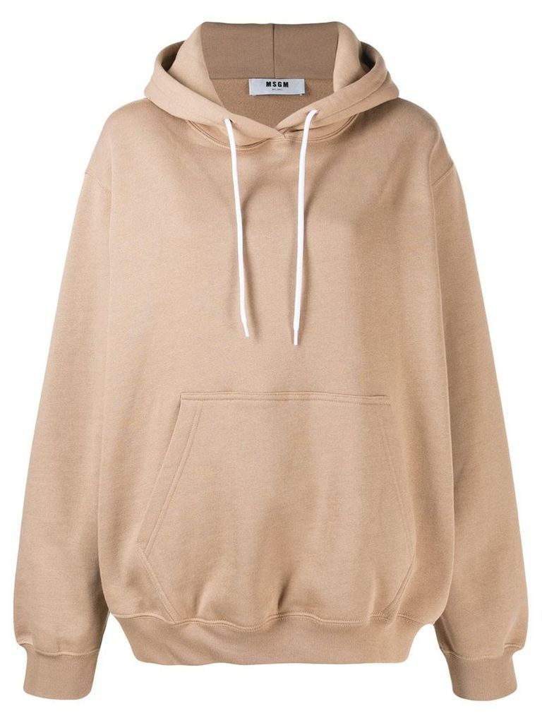 MSGM printed logo hooded sweater - NEUTRALS